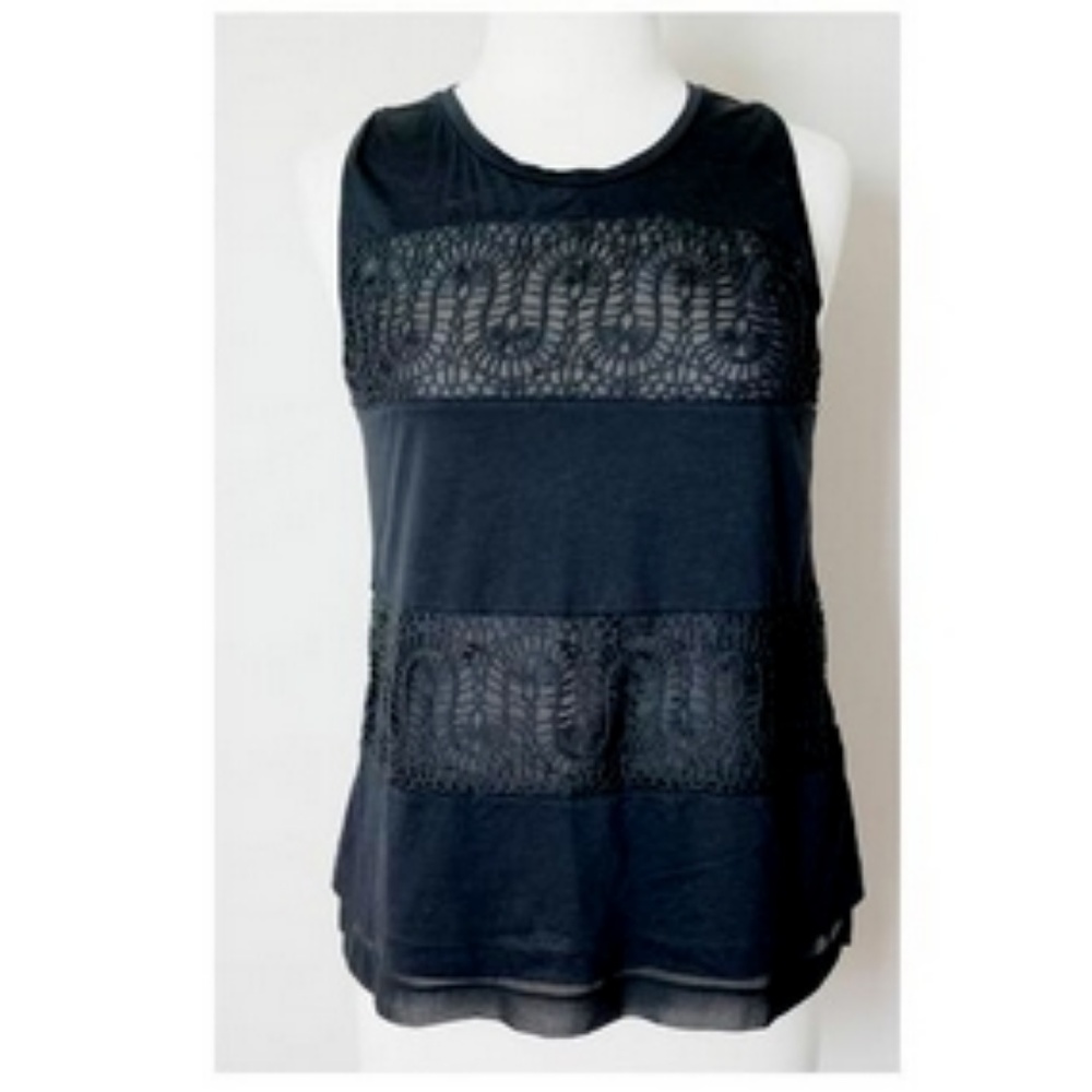 J. CREW Black Lace Panel Tank Top